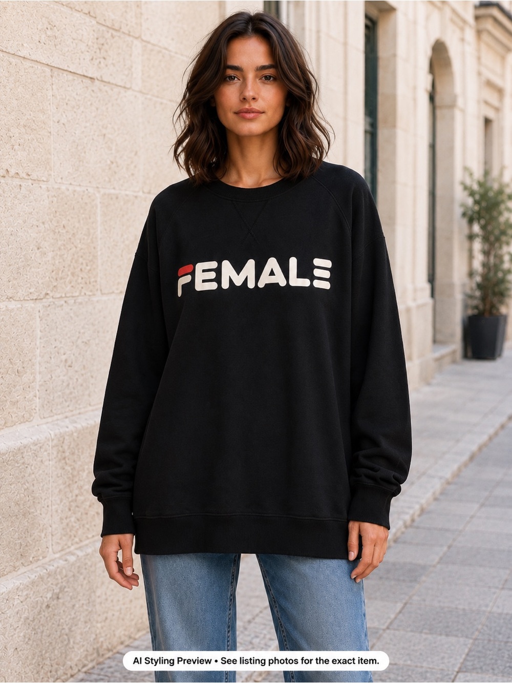 The Laundry Room FEMALE Black Graphic Oversized Crewneck Sweatshirt M